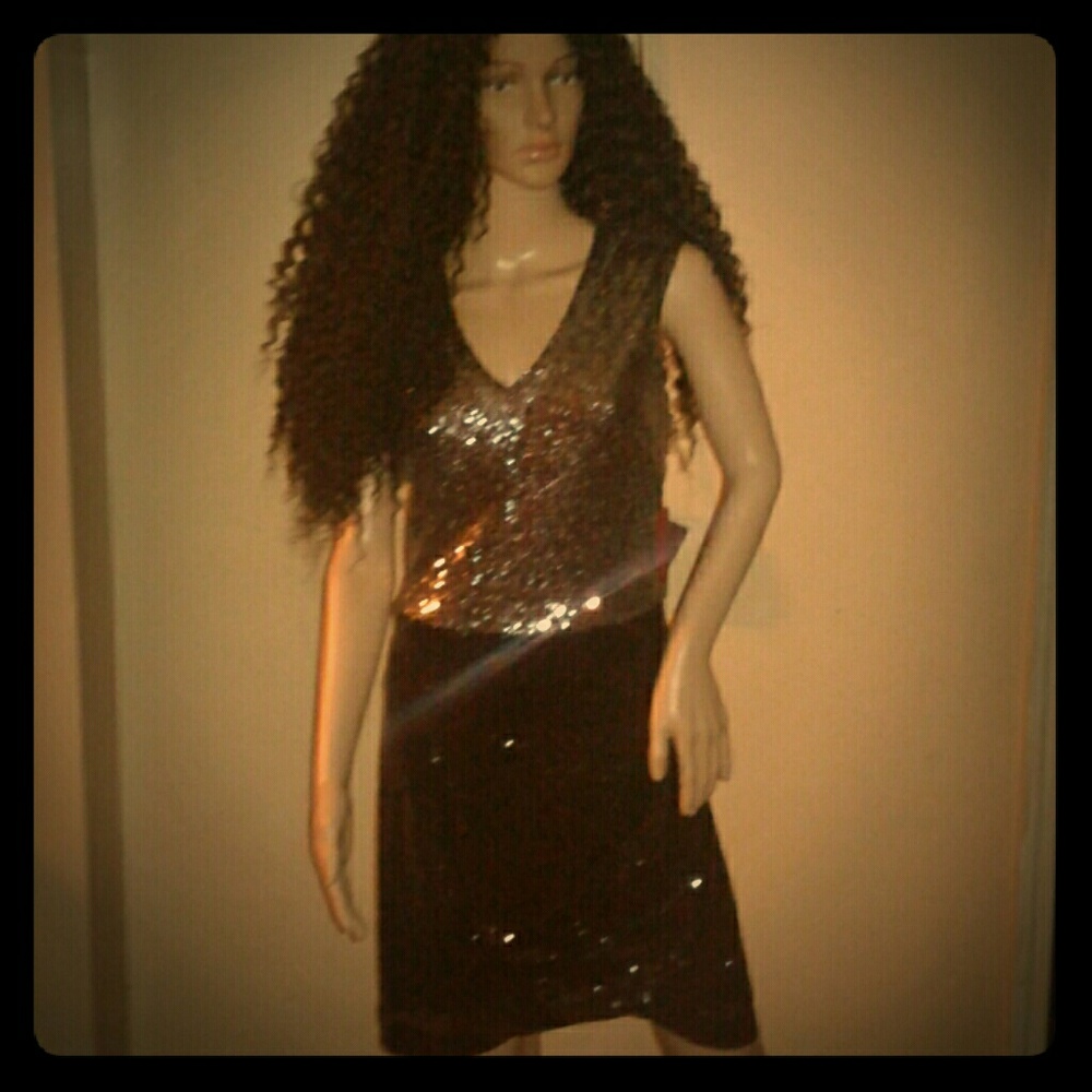 Ombre sequin mid length dress